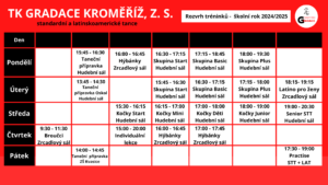Rozpis tréninků školní rok 2024/2025